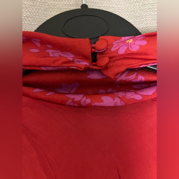 Free People Aries Red Floral Long Sleeve Open Back Mini Dress size Small - Picture 10 of 14